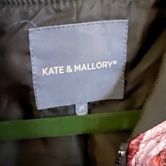 Olive Green and Pink Roses Bomber Jacket - Picture 4 of 4